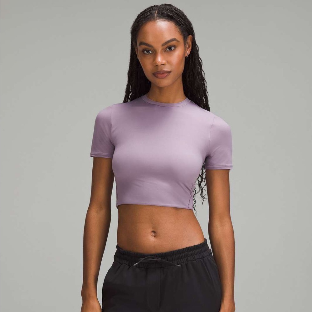 Lululemon Wundermost Ultra-Soft Nulu Crewneck Cropped T-Shirt - Purple Ash